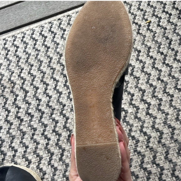 ⭐ Via SPIGA for Bloomingdales Women sz 9 black leather espardrille wedge sandals - Picture 6 of 7